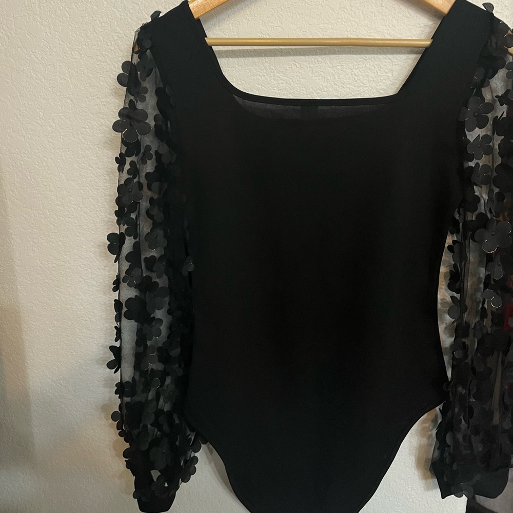 Black Floral Bodysuit